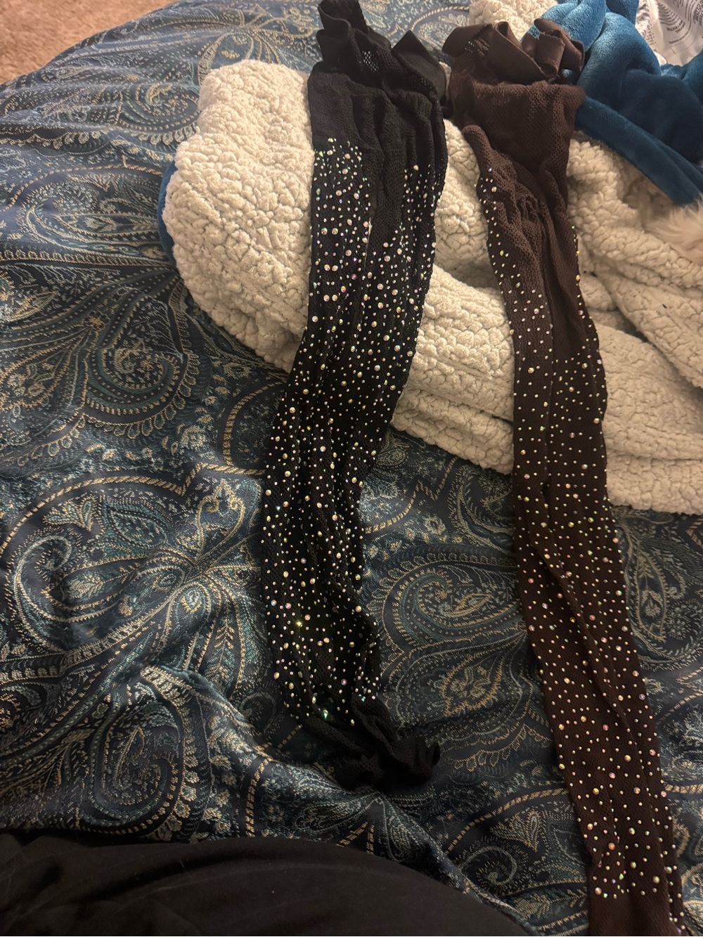 Adult Sparkle Leggings - Black and Brown Rhinestone Tights